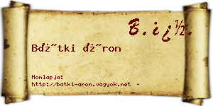 Bátki Áron névjegykártya